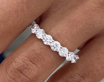 Solid 14K White Gold Ring, Round Cut Diamond Wedding Band, 1.2ct E/VVS2 Lab Created Diamond, Eco Friendly Diamond, Gift for Women