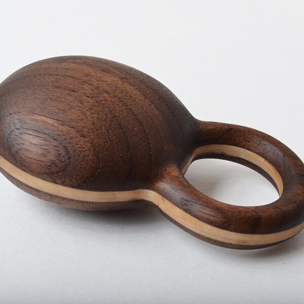 Handcrafted Wooden Baby Rattle--Walnut with Maple