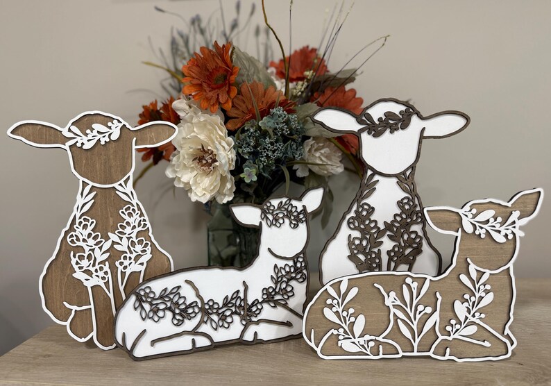Easter Lamb Shelf Sitter SVG, Laser Cut Files, Multilayer Lamb SVG ...