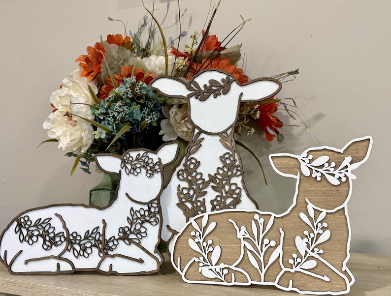 Easter Lamb Shelf Sitter SVG, Laser Cut Files, Multilayer Lamb SVG ...