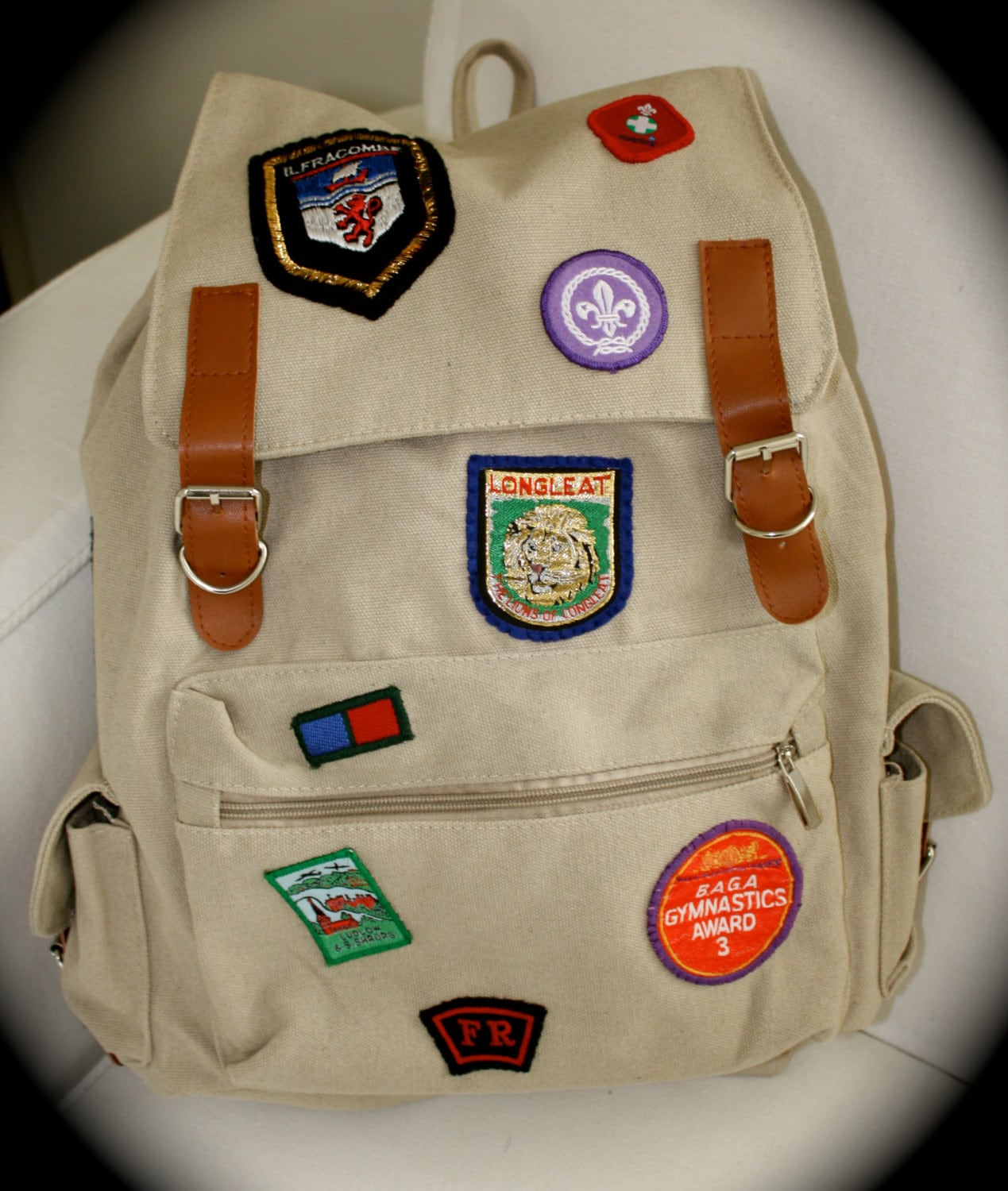 Unique Backpack with Travel and Scout patches | Etsy