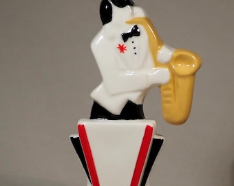 Echo of Deco British Art Pottery Art Deco Inspired Cotton Club Saxophone Player Ornament