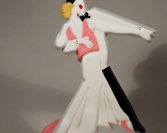 Echo of Deco British Art Pottery Art Deco Inspired Jazz Age Dancing Duo Cotton Club Ornament
