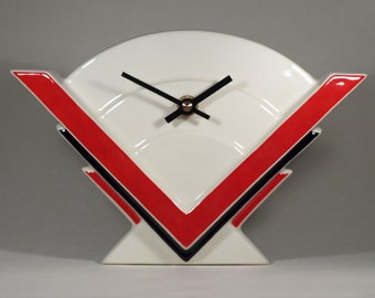 Echo of Deco British Art Pottery Art Deco Inspired Marconi 2 Mantel Clock