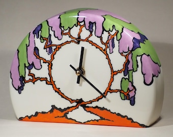 Echo of Deco Art Deco Inspired Semi Circular Abstract Trees Mantel Clock