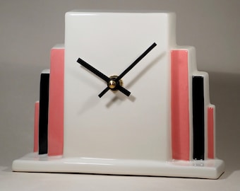Echo of Deco British Art Pottery Art Deco Inspired Rockefeller Mantel Clock