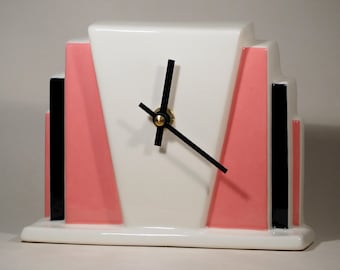 Echo of Deco British Art Pottery Art Deco Inspired Miami Beach Mantel Clock