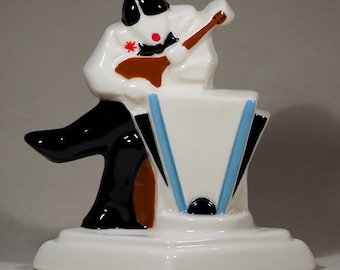 Echo of Deco British Art Pottery Art Deco Inspired Cotton Club Guitar Player Ornament