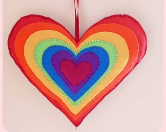 Hanging 3D Rainbow Heart