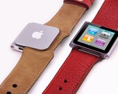 iPod Nano 6G Red Leather Strap (watch-band or wristband)