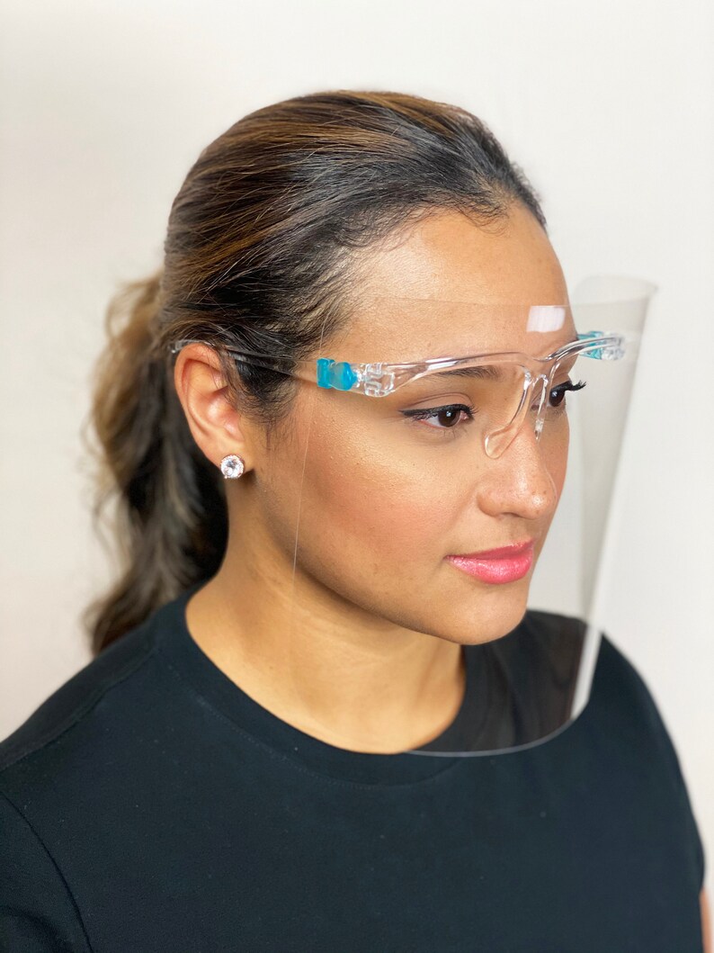 Face Shield with Glasses Frame Clear Anti Fog Reusable Etsy