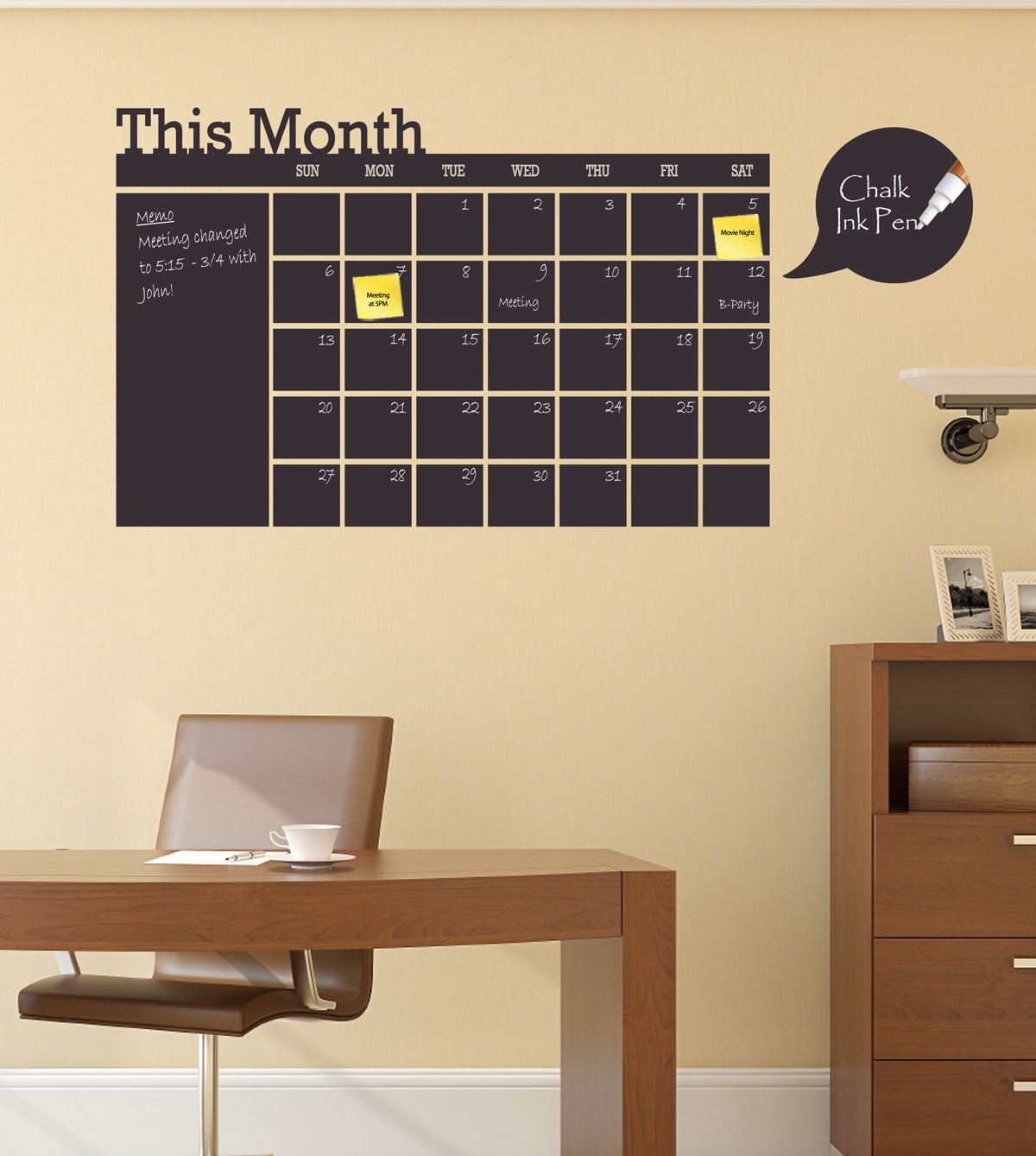 Chalkboard Calendar Monthly Chalkboard Calendar Decal by Shop Etsy