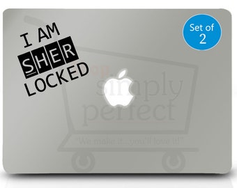 Sherlock Holmes Decal, I am Sher locked Vinyl Sticker, Set of 2, Car Window Latop Sticker - by Shop Simply Perfect