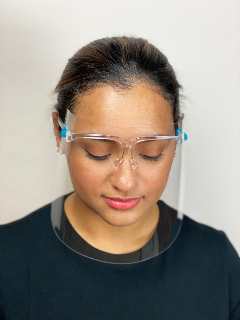 Face Shield with Glasses Frame Clear Anti Fog Reusable Etsy