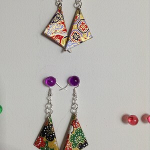 2 handmade earrings / Japanese paper / triangle