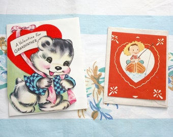 Greeting Cards, Valentine Cards, Vintage greeting cards, set of 2,