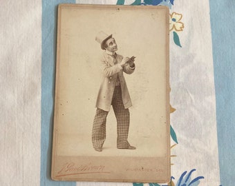 Cabinet Card, Vintage Photo, Man Actor, Man writing, Man in costume