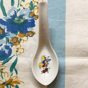 Asian Spoon, porcelain Asian spoon with birds, Chinese spoon, 1950s