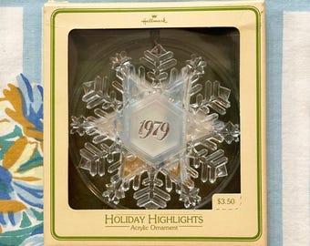 Snowflake Ornament, Clear Snowflake Ornament, Hallmark, 1979