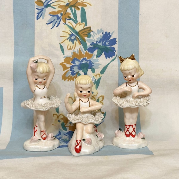 Ballerinas, Napco Ballerinas, Ballarina Figures Spaghetti trim, Set of 3, 1950s