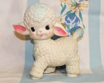 Details about   Vtg Rubber Squeak Toy SWEEEEET! White/Blue Ashland Lamb/Sheep w/Hat 