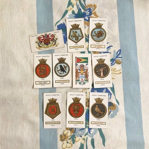 Cigarette Cards, Willis&#39;s Cigarette Cards, Ship Badges, vintage, set of 10
