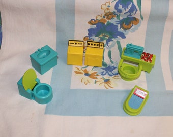 Fisher Price Utility Room Set, Fisher Price Dollhouse Furniture, 1970s