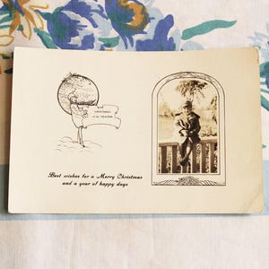 Carte de Noël, carte photo de Noël, carte photo enfant, années 1920