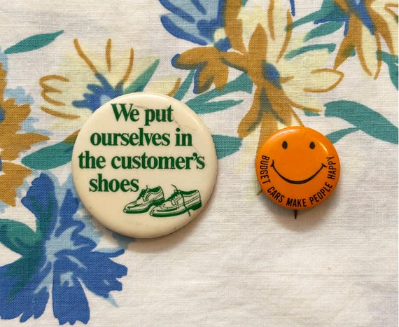 Pins, Pinback buttons, Rental Car pins, General Motors, 1970s, 2 pins