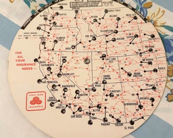 State Farm Dist-o-Map, 1964, insurance advertising