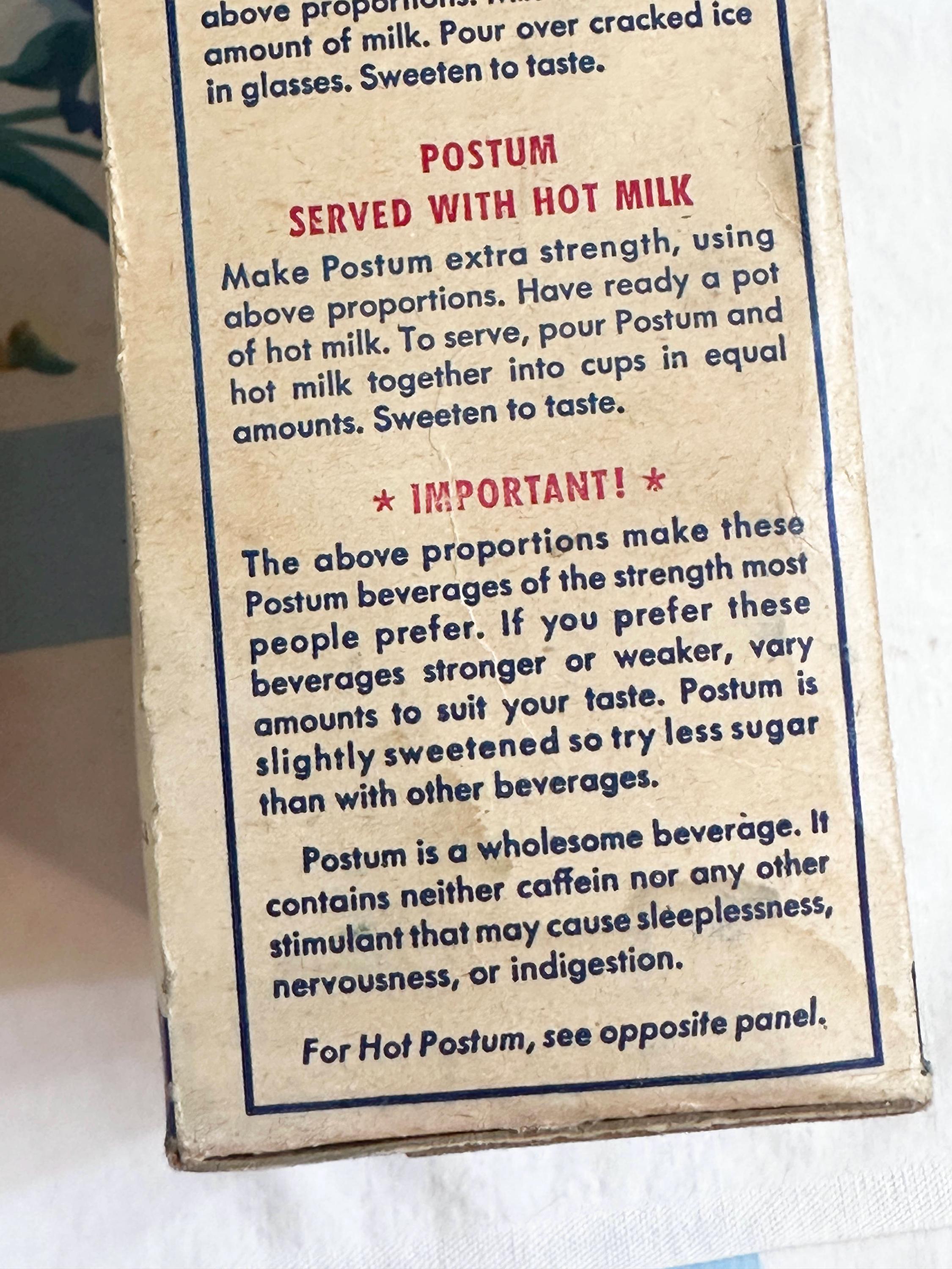 Postum Sample Postum Box, Postum Cereal Box, Cereal Beverage Box, 1930s - Etsy