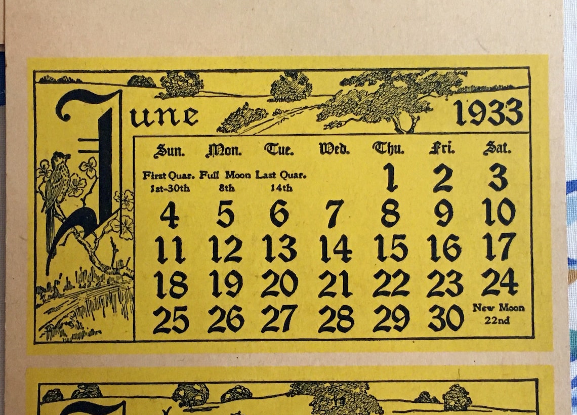 Advertising Calendar Hanging Calendar 1933/34 Calendar Etsy