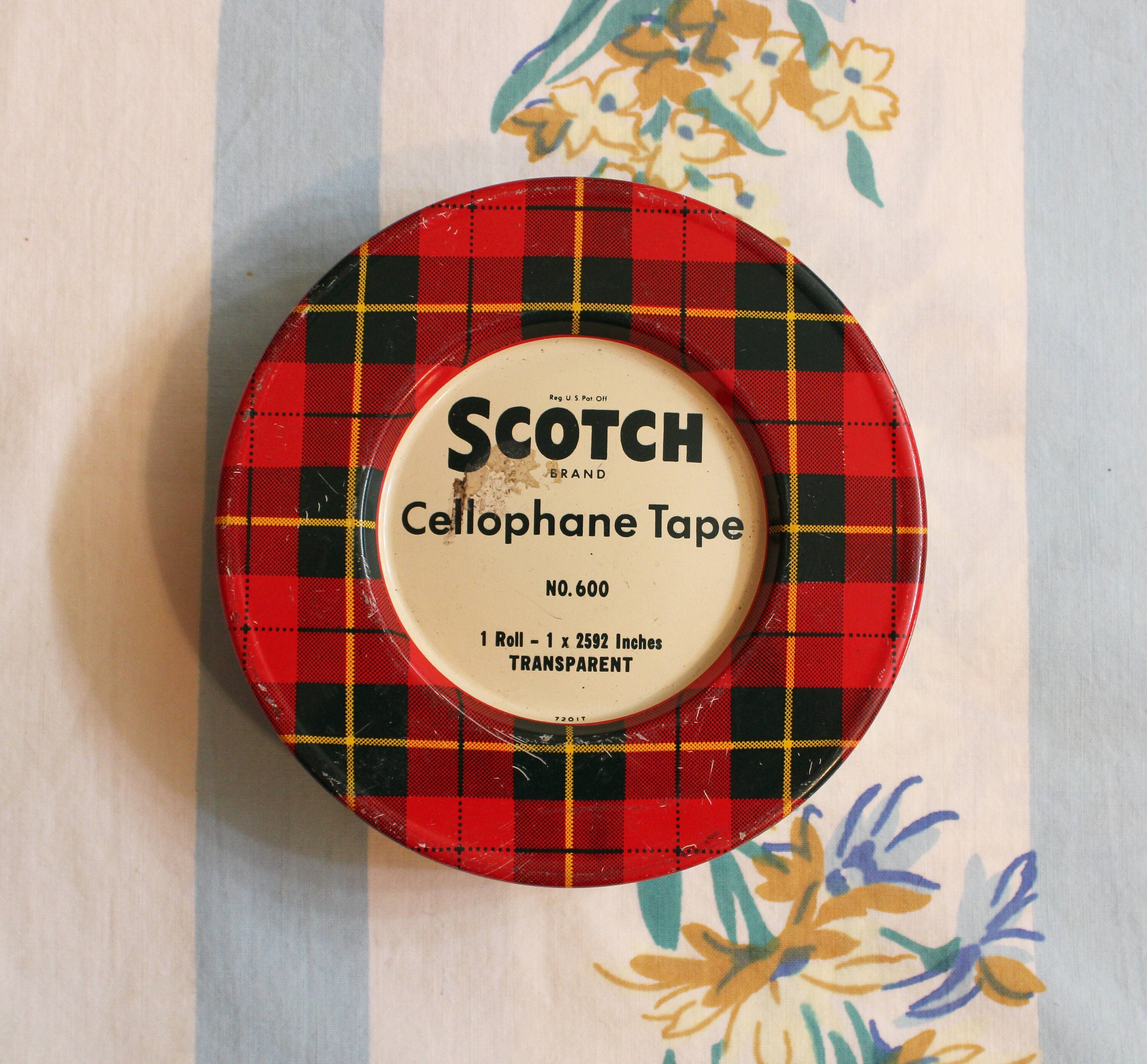Vintage Scotch Tape Tin Cellophane Transparent Roll No. 175 Large Economy,  EMPTY