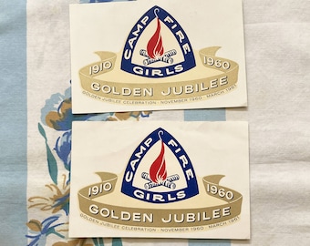 Camp Fire Girls Decal, Camp Fire Golden Jubilee Sticker, Vintage