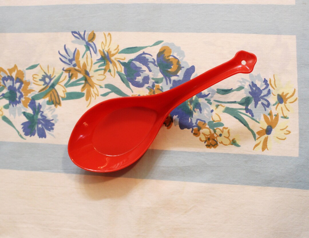 Asian Serving Spoon, Chinese Serving Spoon, Red Plastic Spoon, Vintage