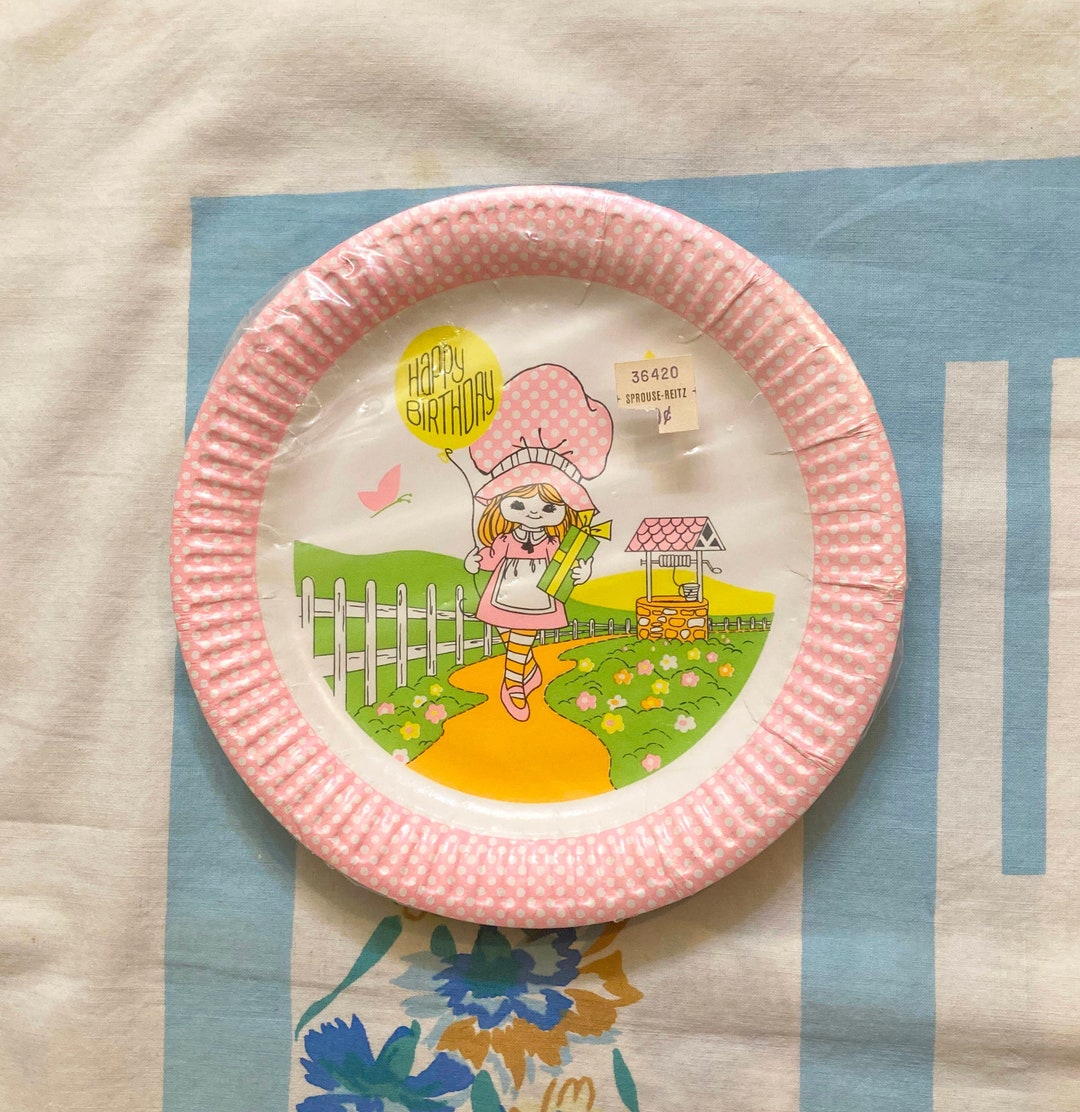 Birthday Plates, Girl Birthday Paper Plates, NOS Paper Party Plates