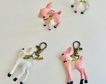 Resin Fawn Bag Charm: Antique Brass, Cottagecore Purse Accessory