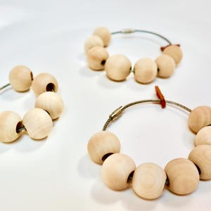 Minimalist Wooden Beaded Bag Charm – Natural Wood & Metal Accessory for Bags