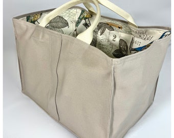 Canvas Grocery Tote Bag, Large Bag, Reusable Bag, Grocery Bag, Beach Bag, Shopping Bag, Market Tote