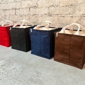 Azure Canvas Grocery Tote Bag – Large Reusable Canvas Tote with Durable Handles & Side Pocket