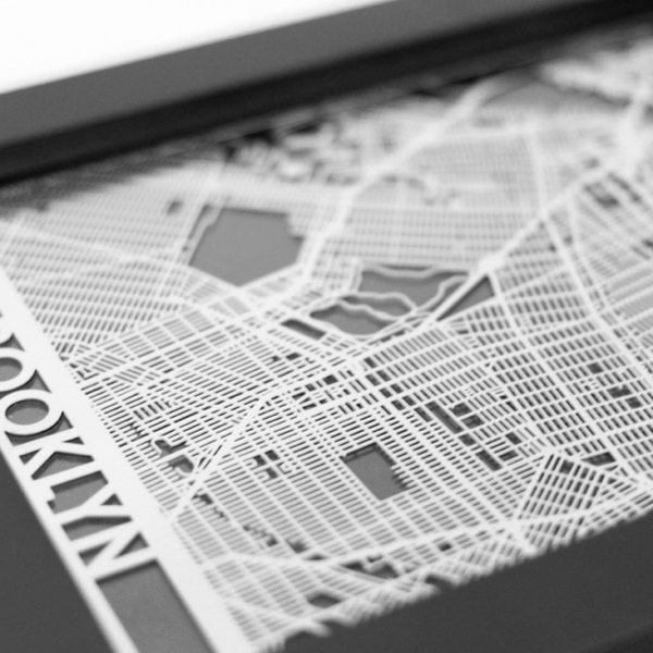 Brooklyn, NY 5x7" Framed Stainless Steel Laser Cut Map - Father's Day -Metal Wall Art -Map Art -Office Decor -Housewarming Gift -City Map