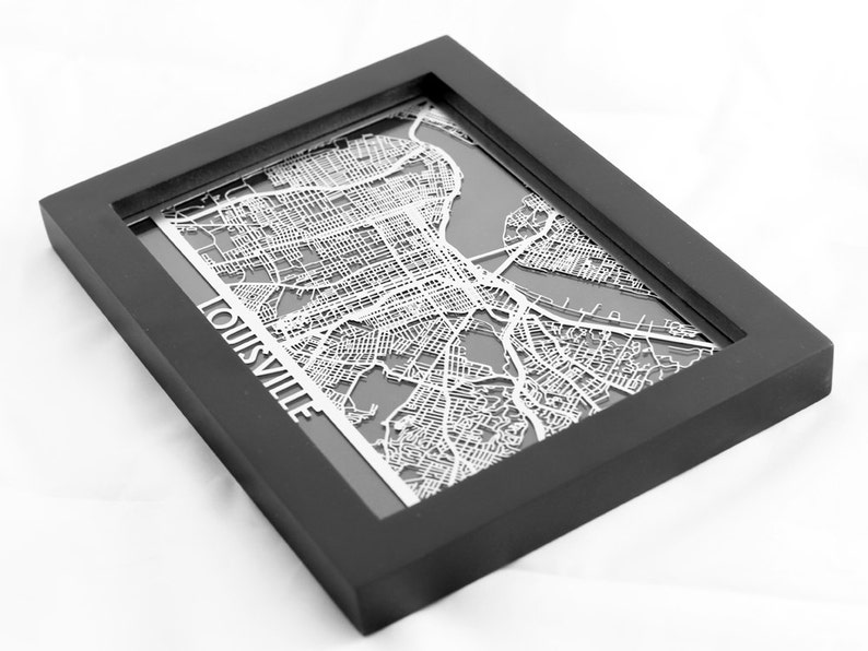 Louisville KY 5x7 Framed Stainless Steel Laser Cut Map Etsy