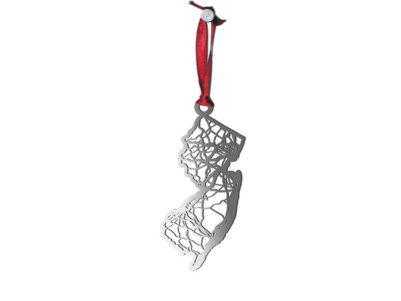 Metal Ornament Stainless Steel Cut Map State Map New Jersey Christmas Ornament