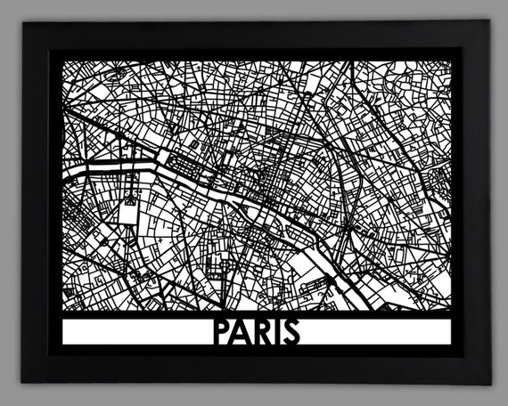 Paris Laser Cut Map 18x24 Framed City Wall - Wall Art City Maps Paris Laser Cut Map 18x24 Framed City Wall - Wall Art City Maps