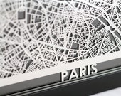 Paris France 5x7" Framed Stainless Steel Laser Cut Map -Father's Day -Metal Wall Art -Map Art -Office Decor -Housewarming Gift -City Map