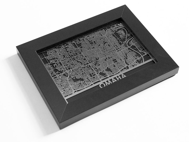 Omaha Nebraska 5x7 Framed Stainless Steel Laser Cut Map Etsy