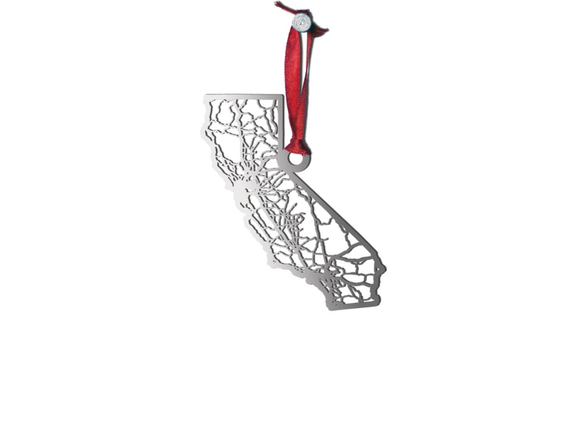 California Christmas Ornament Stainless Steel Cut Map Metal Etsy