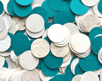 LAGNIAPPE CONFETTI MIX | LCM2 | 0.75" | 3.5 oz | Peacock, White & Cream | Hand-Cut Confetti, Biodegradable Confetti, Party Decoration