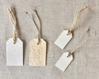 LANGIAPPE TAG MIX | LTM1 | Blank Duplex Tag | Set of 50 | Mulberry & Embossed Wood | Gift Tags, Favor Tags, Thank You Tags, Holiday Tags