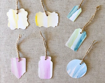 TAGS & ESCORT CARDS | CTEA6 | Watercolor Wash Tags | Blank or Printed | Wedding Name Card, Party Place Card, Event Seating Card, Gift Tag